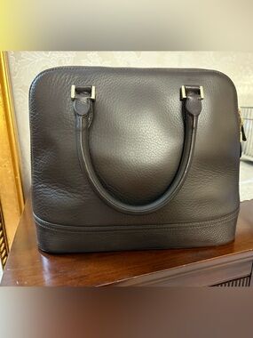 Brooks Brothers Dark Brown Leather Satchel with Gold Hardware